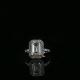 White Gold Emerald-Cut Diamond Halo Engagement Ring