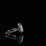 White Gold Emerald-Cut Diamond Halo Engagement Ring