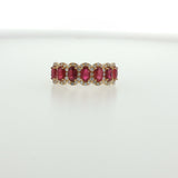 Yellow Gold Oval Ruby Scalloped Eternity Ring