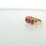 Yellow Gold Oval Ruby Scalloped Eternity Ring