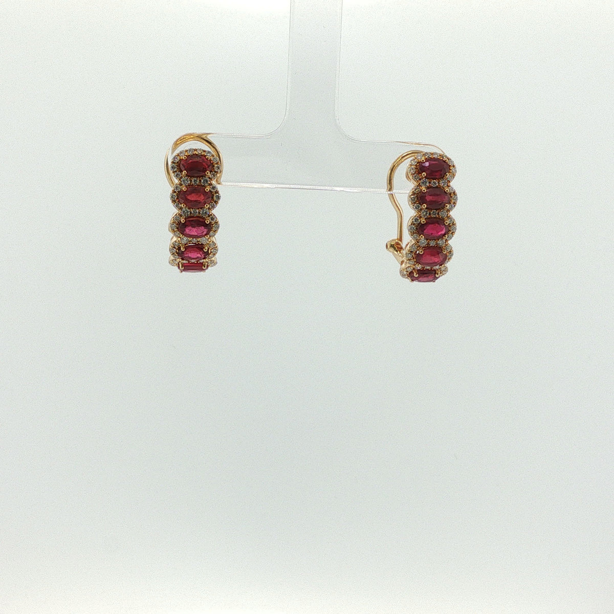 Oval Ruby Drop Earrings in Yellow Gold