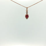 Pigeon Blood Ruby Halo Charm Necklace in Rose Gold