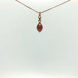 Pigeon Blood Ruby Halo Charm Necklace in Rose Gold