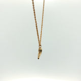 Yellow Gold Open Heart Pendant Necklace with Red Ruby