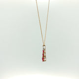 Three-Stone Heart Ruby Pendant Necklace in Yellow Gold
