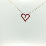 Yellow Gold Ruby Open Heart Pendant Necklace
