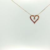 Yellow Gold Ruby Open Heart Pendant Necklace