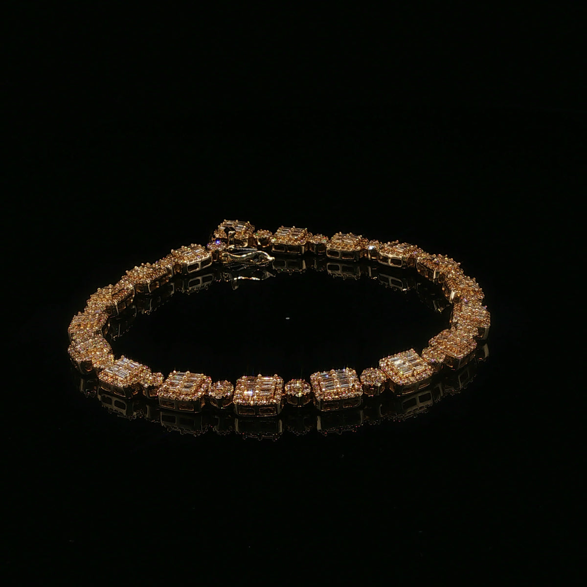 Rose Gold Diamond Cluster Tennis Bracelet