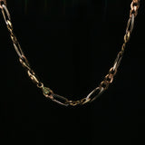 Tri-Color Gold Figaro Link Chain Necklace