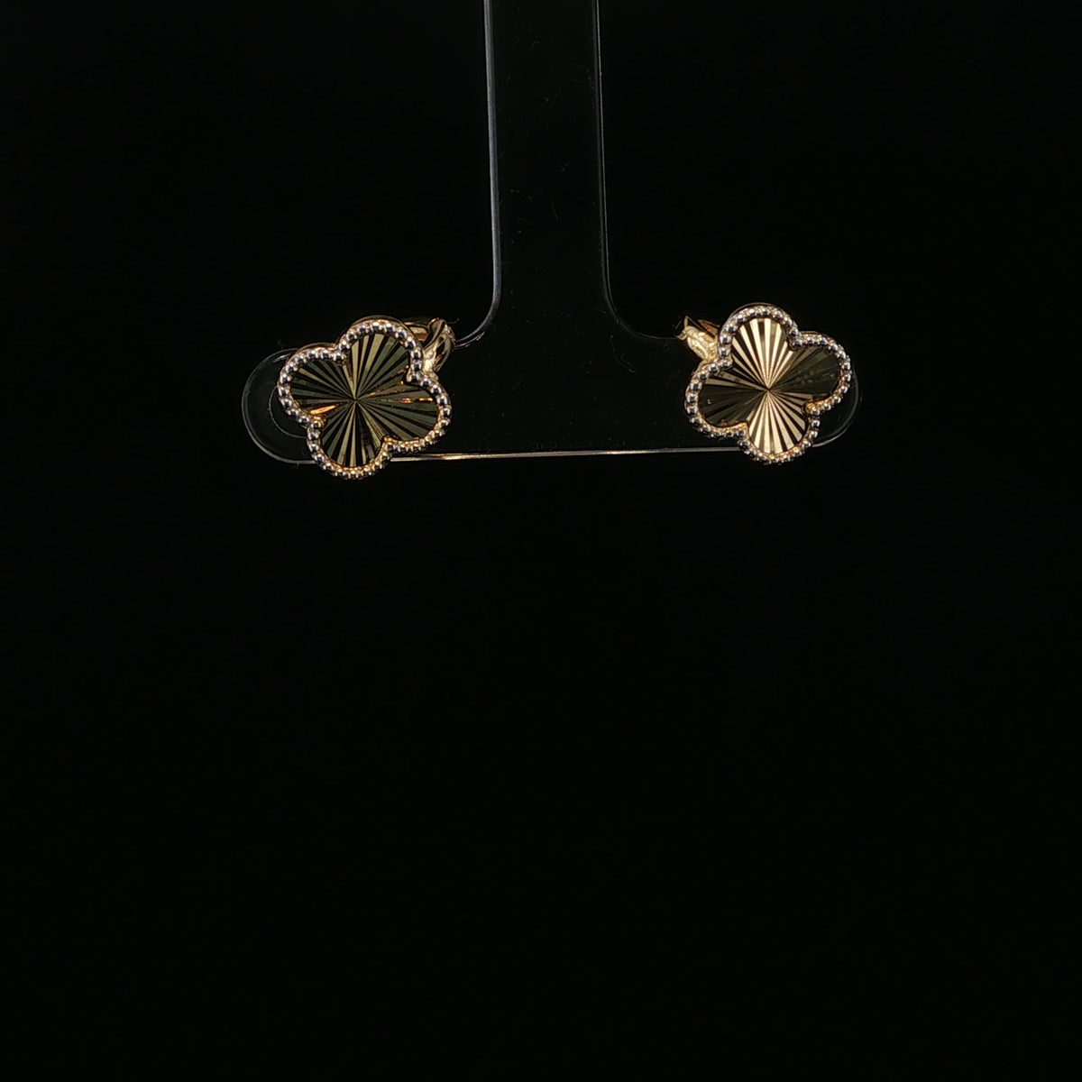 Yellow Gold Sunburst Quatrefoil Stud Earrings