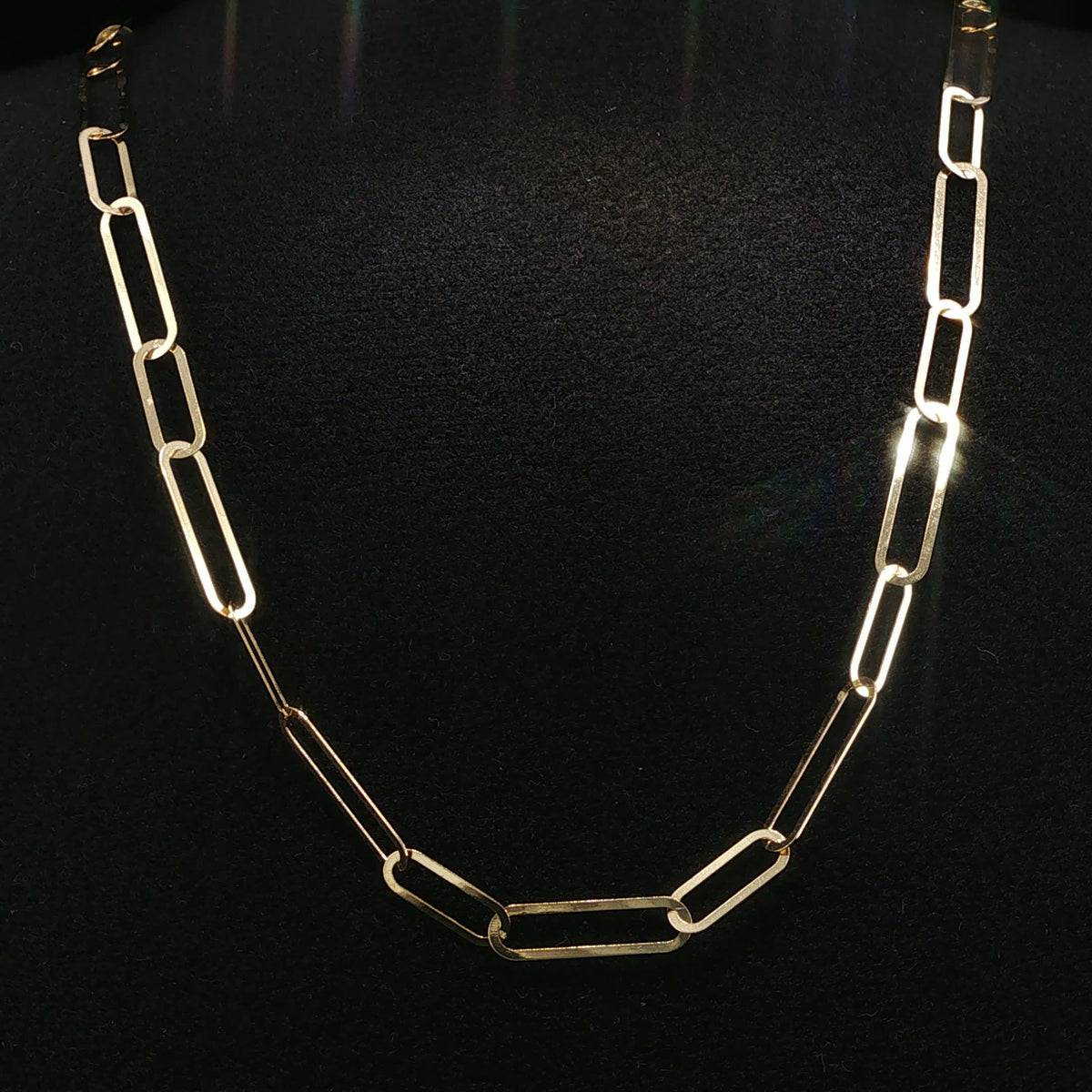 Polished Yellow Gold Paperclip Link Chain Necklace