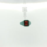 Teal Non-Metal Signet Ring with Rectangular Red Garnet