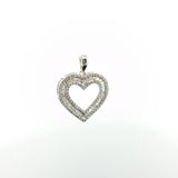 White Gold Diamond Heart Pendant with Baguette and Round Accents