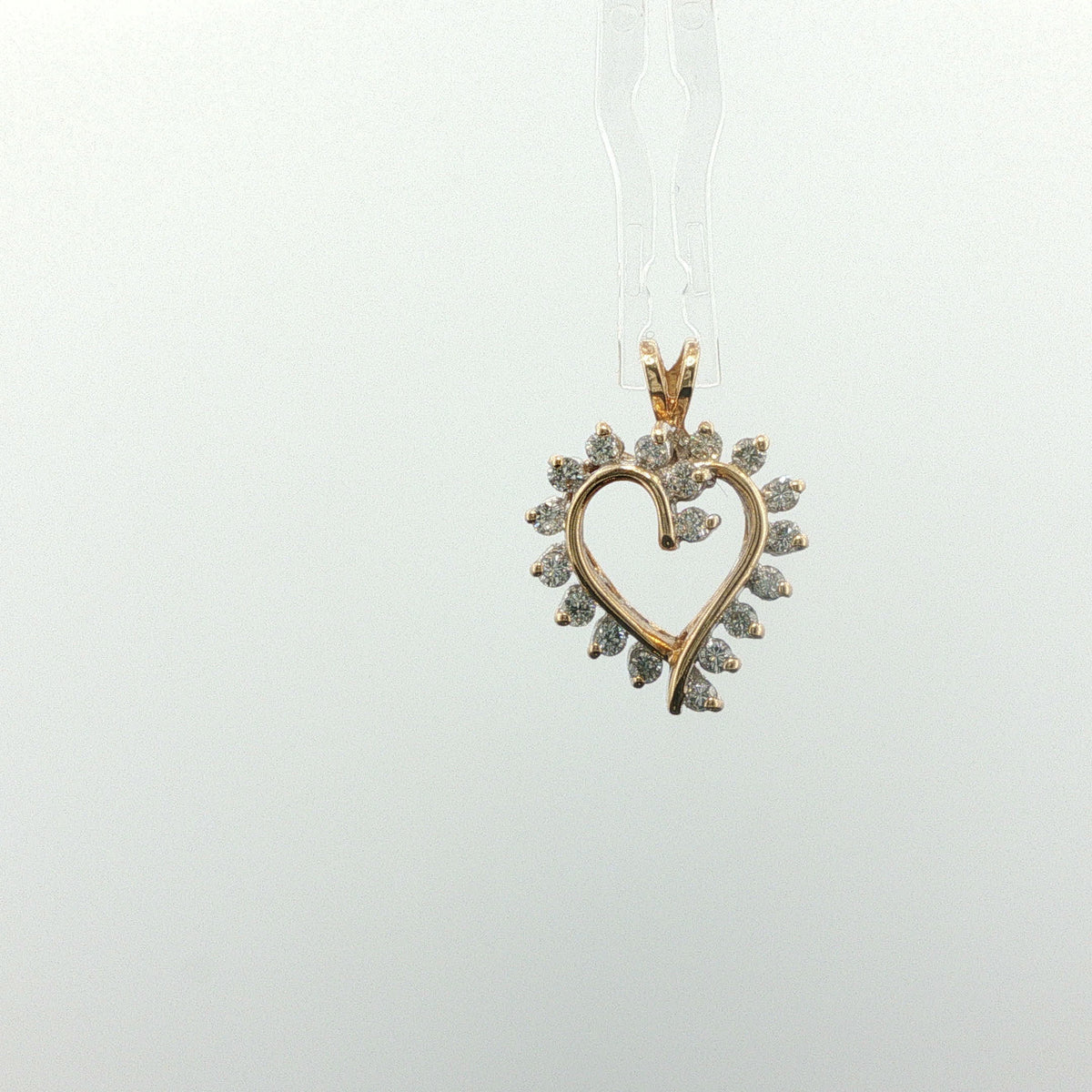 Diamond Open Heart Pendant in Yellow Gold