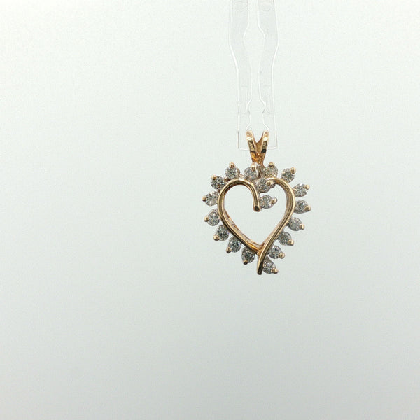 Diamond Open Heart Pendant in Yellow Gold