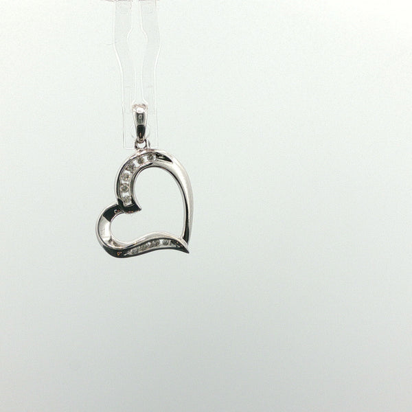 White Gold Diamond Accent Open Heart Pendant