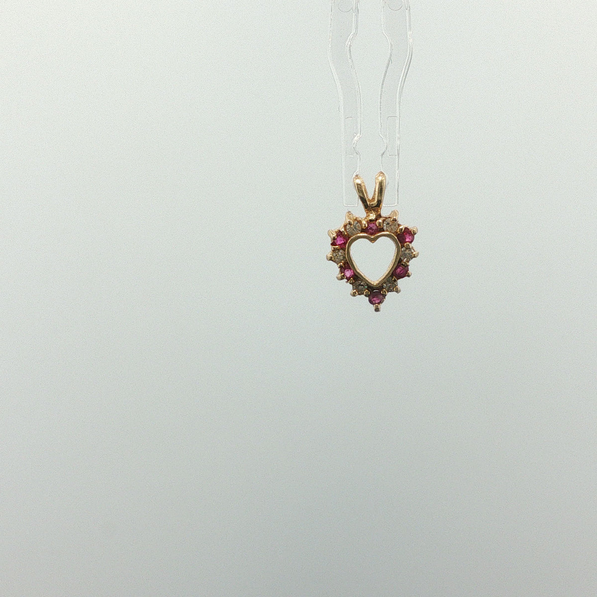 Ruby Open Heart Pendant in Yellow Gold