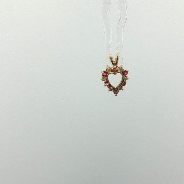Ruby Open Heart Pendant in Yellow Gold