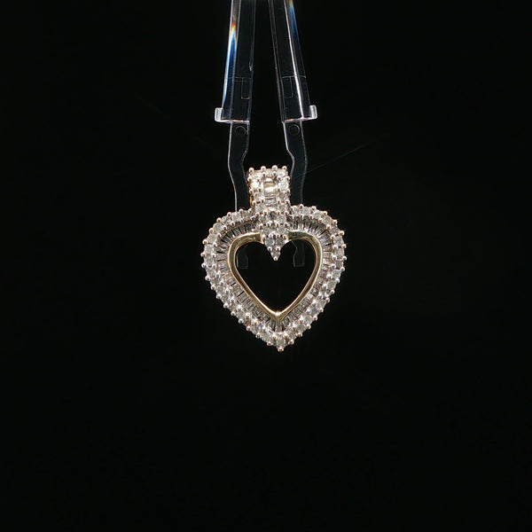 Diamond Open Heart Pendant in Yellow Gold