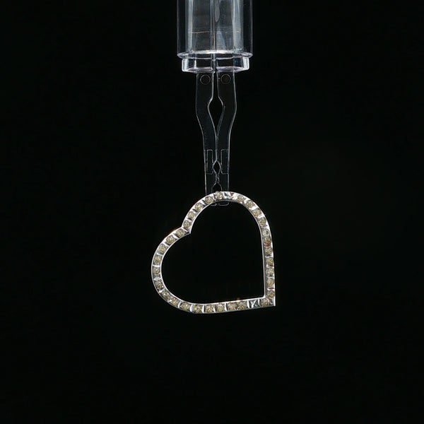 Diamond Open Heart Pendant in White Gold