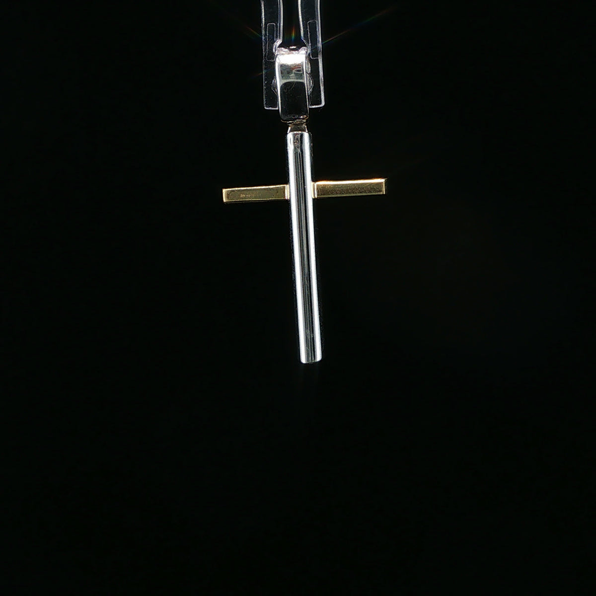 Minimalist Two-Tone White Gold Cross Pendant