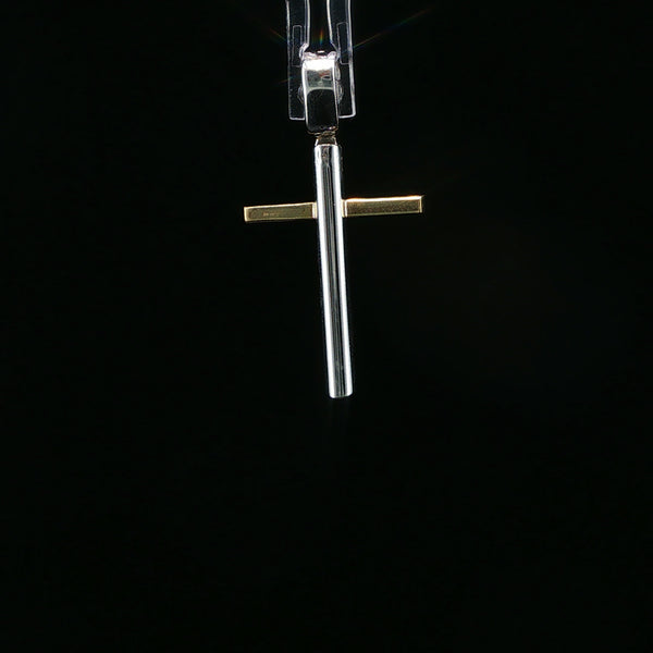 Minimalist Two-Tone White Gold Cross Pendant