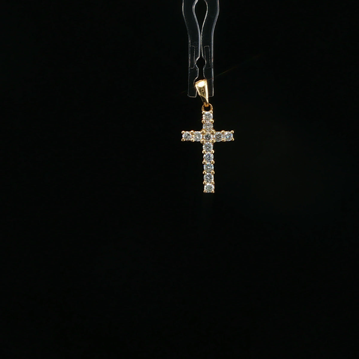 Diamond Cross Pendant in Yellow Gold