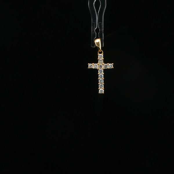 Diamond Cross Pendant in Yellow Gold