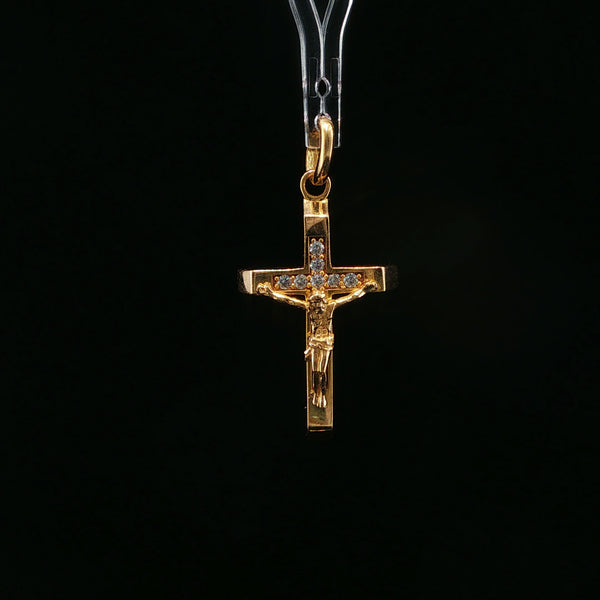 Yellow Gold Diamond-Accented Crucifix Pendant