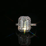 Emerald Cut Diamond Halo Engagement Ring in White Gold