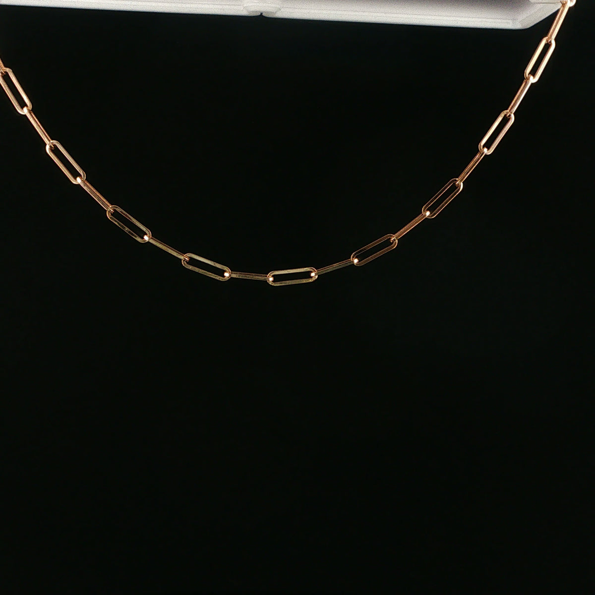 Elongated Link Paperclip Chain Necklace in Rose Gold