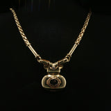 Sculptural Deep Blue Sapphire Pendant Necklace in Yellow Gold