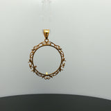 Ornate Scrollwork Circular Pendant Frame in Yellow Gold