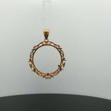 Ornate Scrollwork Circular Pendant Frame in Yellow Gold