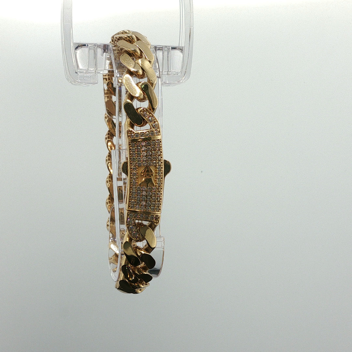 Diamond-Accented Yellow Gold Chain Bracelet