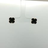 Onyx Clover Stud Earrings in Yellow Gold
