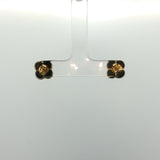 Onyx Clover Stud Earrings in Yellow Gold