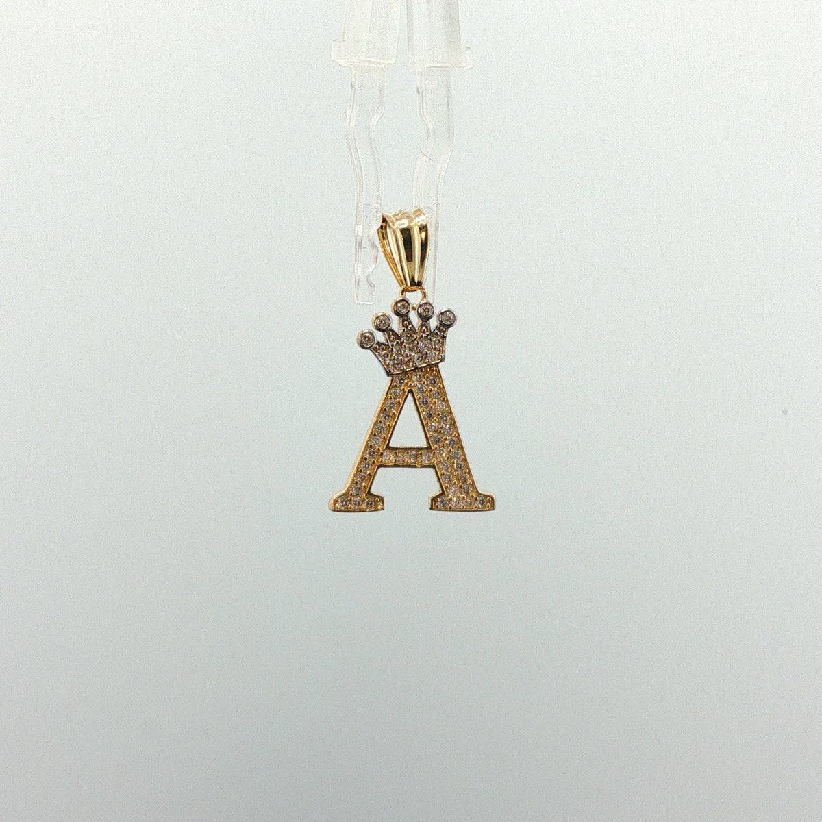 Diamond Initial 'A' Crown Pendant in Yellow Gold