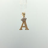Diamond Initial 'A' Crown Pendant in Yellow Gold