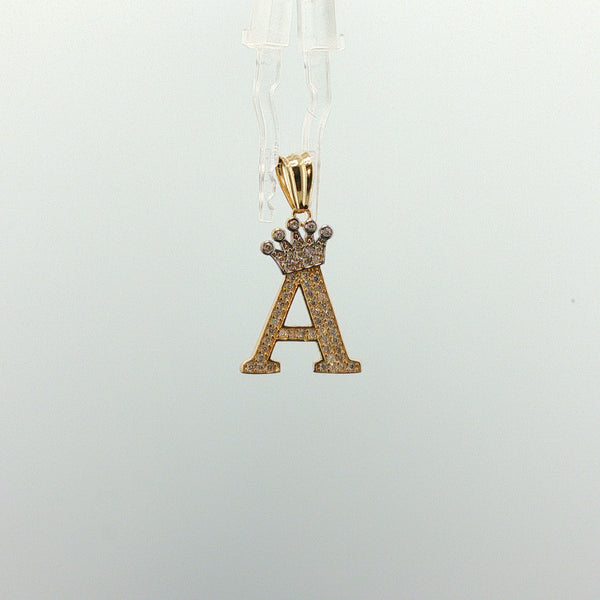 Diamond Initial 'A' Crown Pendant in Yellow Gold