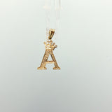 Diamond Initial 'A' Crown Pendant in Yellow Gold