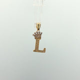 Diamond Crown Initial L Pendant in Yellow Gold