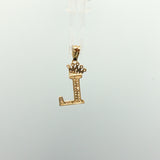 Diamond Crown Initial L Pendant in Yellow Gold