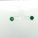 Round Emerald Four-Prong Stud Earrings in Yellow Gold
