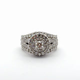 White Gold Over Silver Diamond Multistone Ring
