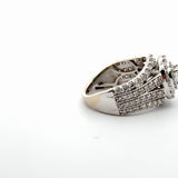 White Gold Over Silver Diamond Multistone Ring