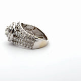 White Gold Over Silver Diamond Multistone Ring