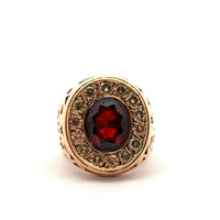 Rose Gold Signet Ring with Oval Cabochon Garnet