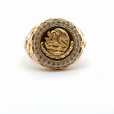 Yellow Gold Mexican Coat of Arms Diamond Signet Ring