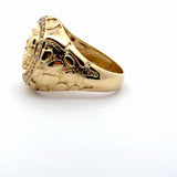 Yellow Gold Mexican Coat of Arms Diamond Signet Ring